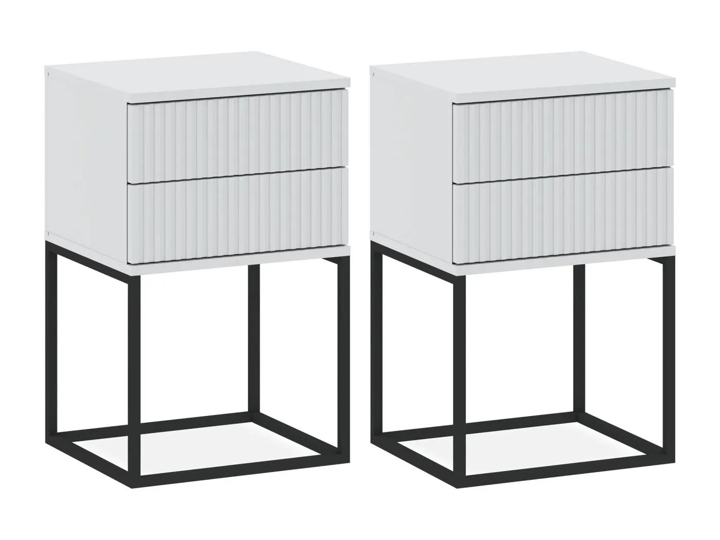 Nachttisch RECTUS 2er-Set weiß, Maße 39x65x40 cm, perfekt für Dekoration