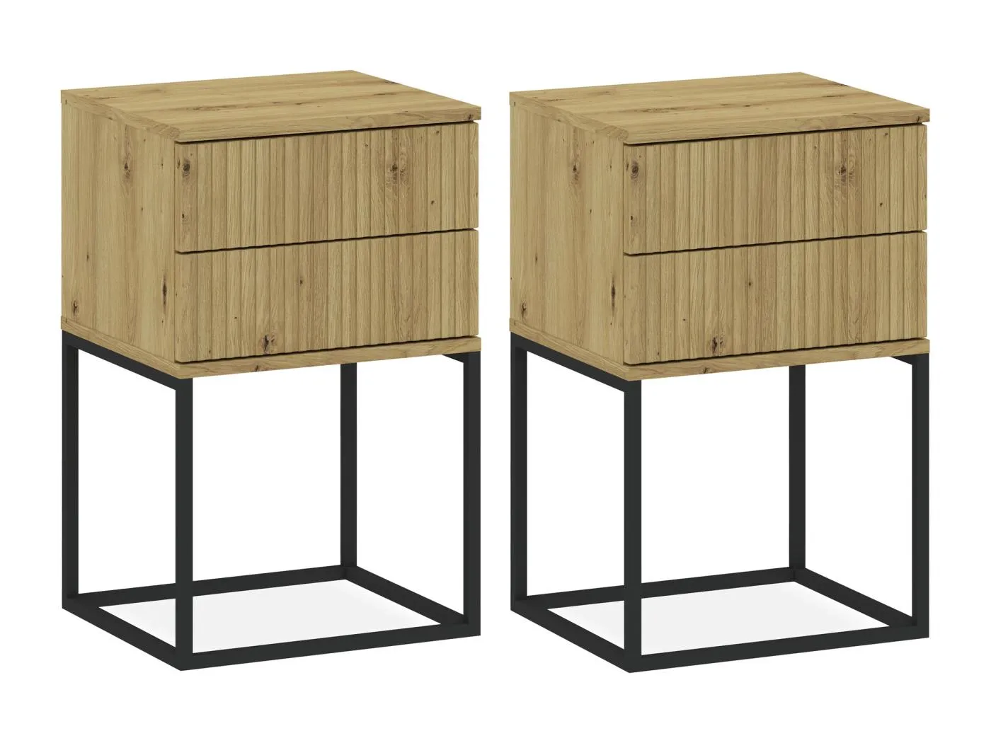 Nachttisch RECTUS 2er-Set naturfarben hell, Maße 39x65x40 cm, natürliches Design