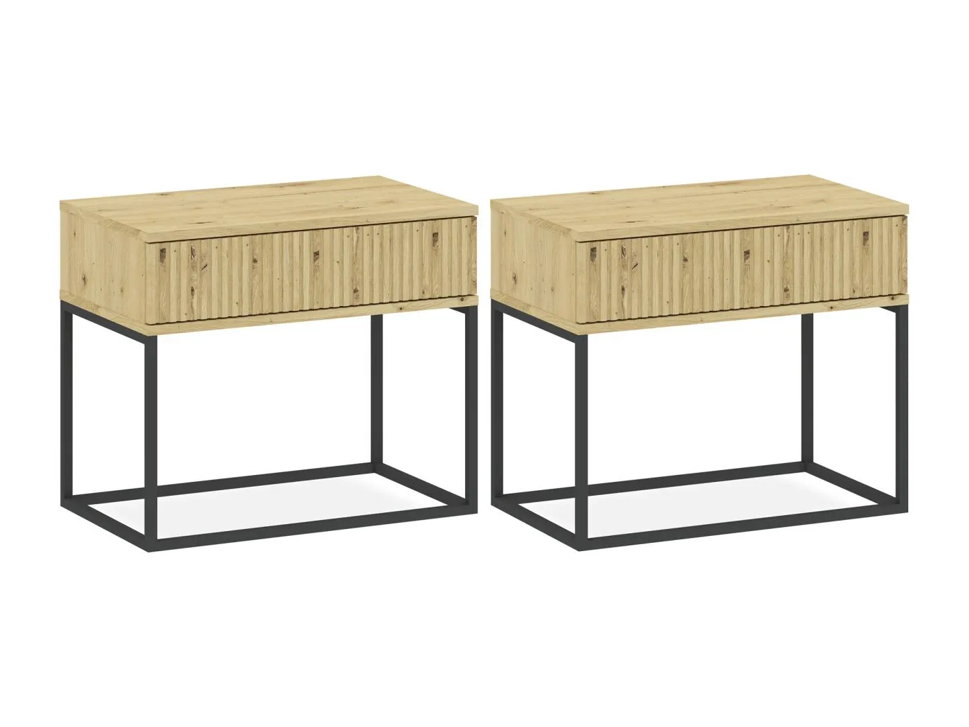 Nachttisch RECTUS 2er-Set naturfarben hell, Maße 39x52x60 cm, eleganter Stil