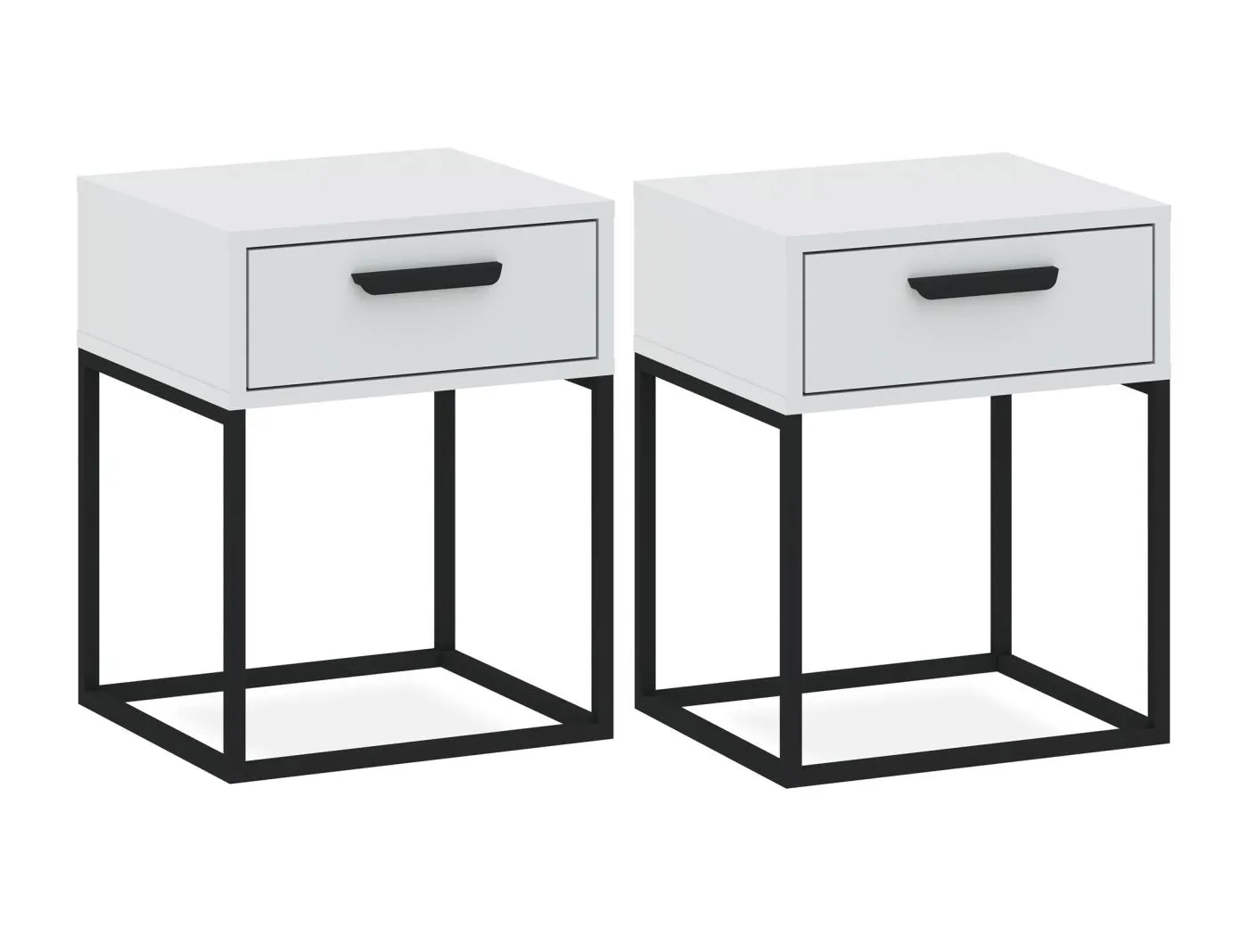 Nachttisch RECTUS 2er-Set weiß, Maße 39x52x40 cm, ideal für Schlafzimmer