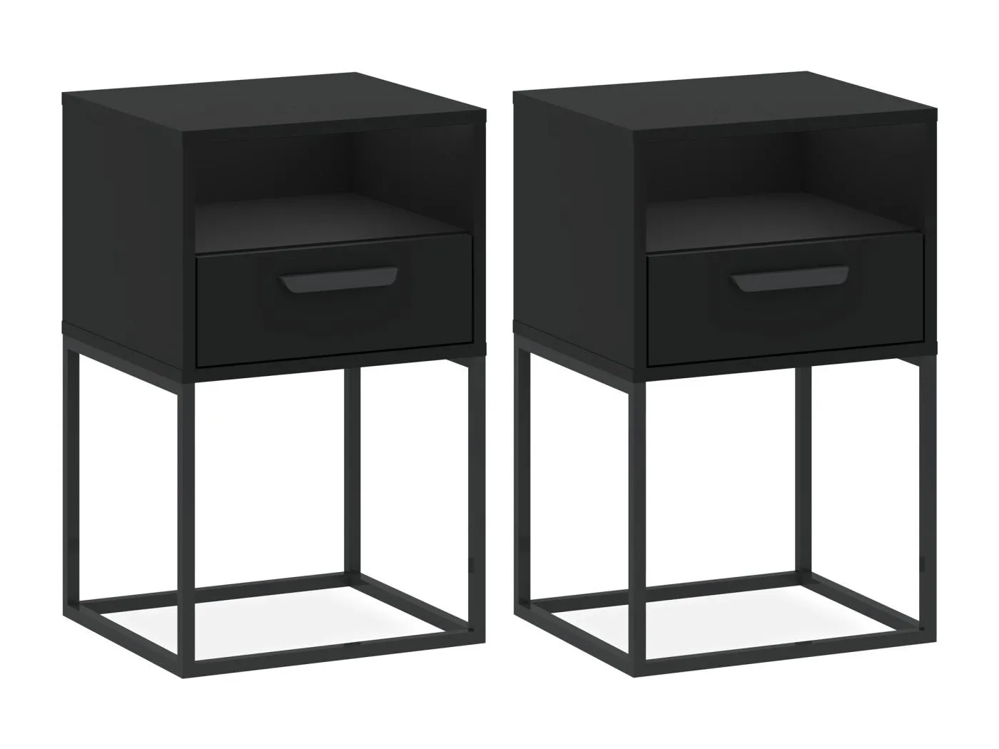Nachttisch RECTUS 2er-Set schwarz, Maße 39x65x40 cm, optimaler Komfort