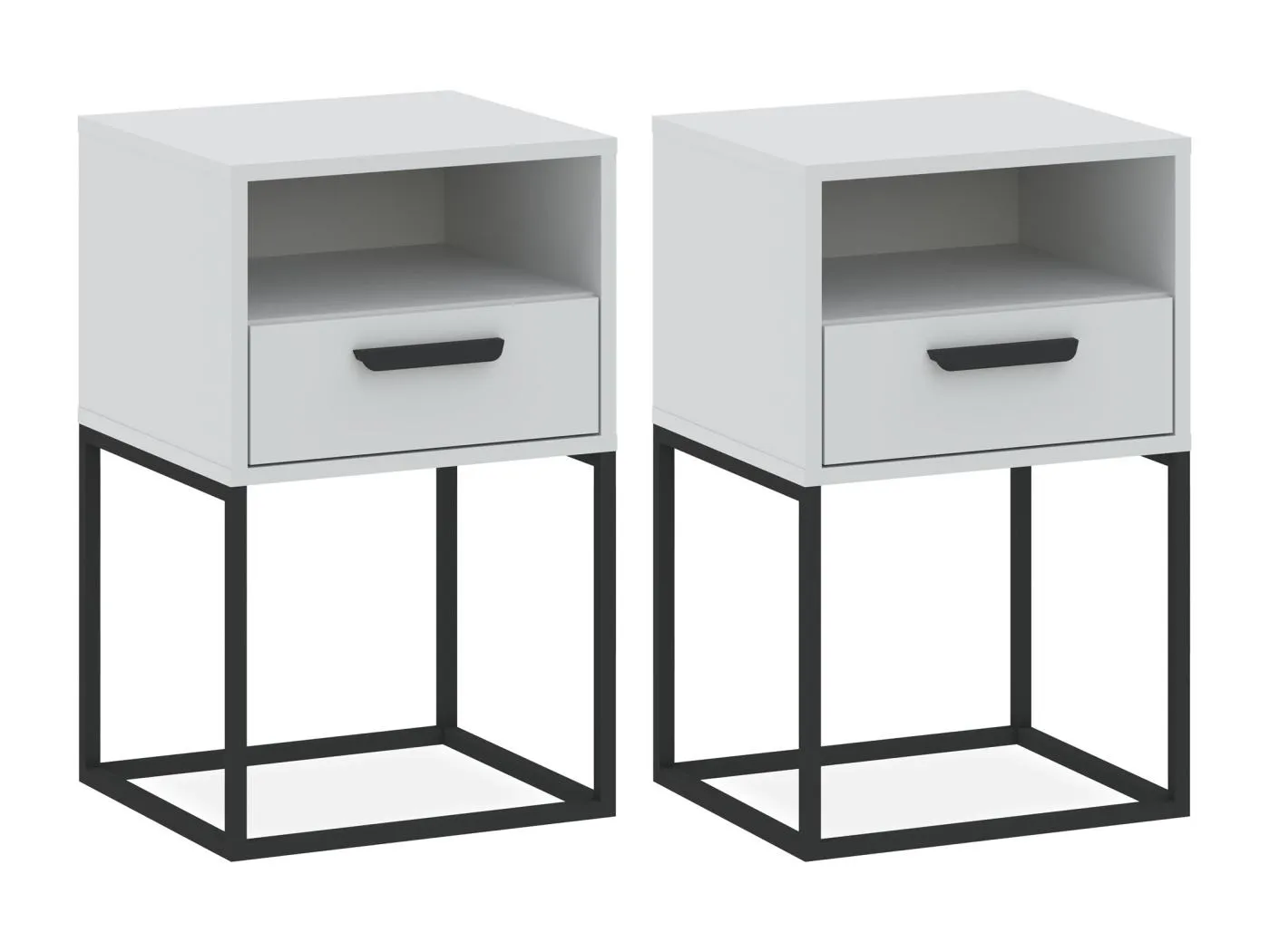 Nachttisch RECTUS 2er-Set weiß, Maße 39x65x40 cm, ideal für Schlafzimmer