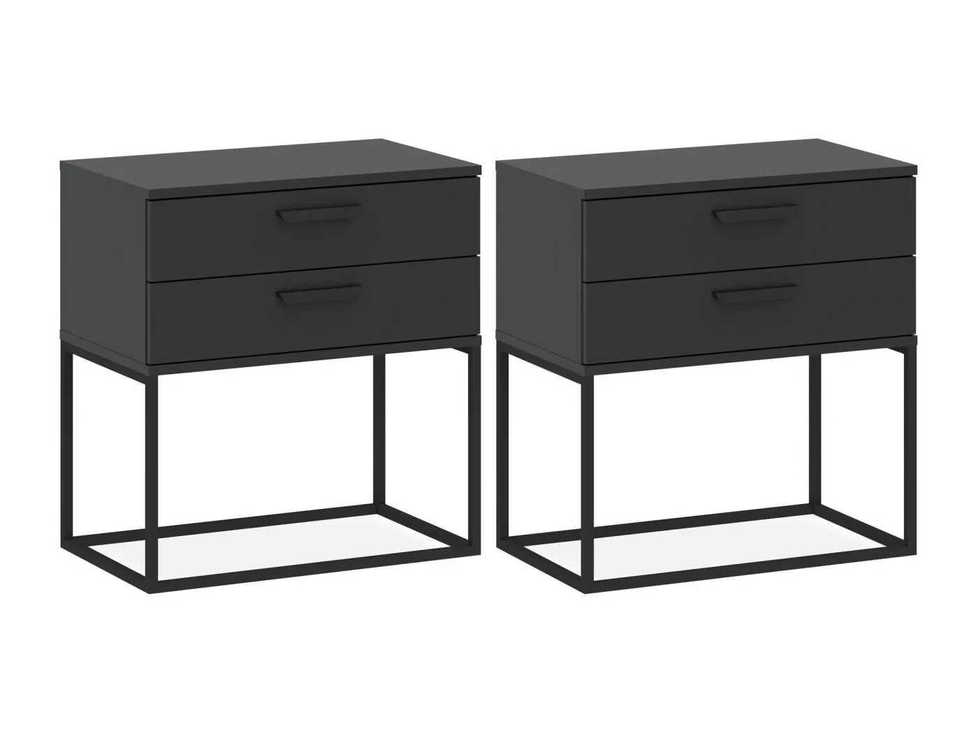 Nachttisch RECTUS 2er-Set anthrazitgrau, Maße 39x65x60 cm, großer Komfort