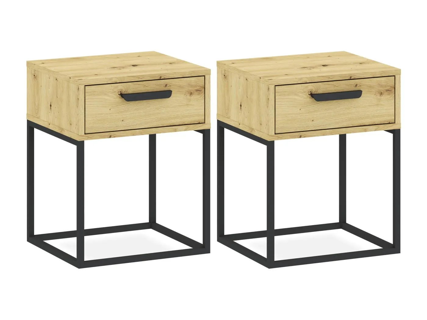 Nachttisch RECTUS 2er-Set naturfarben hell, Maße 39x52x40 cm, eleganter Stil