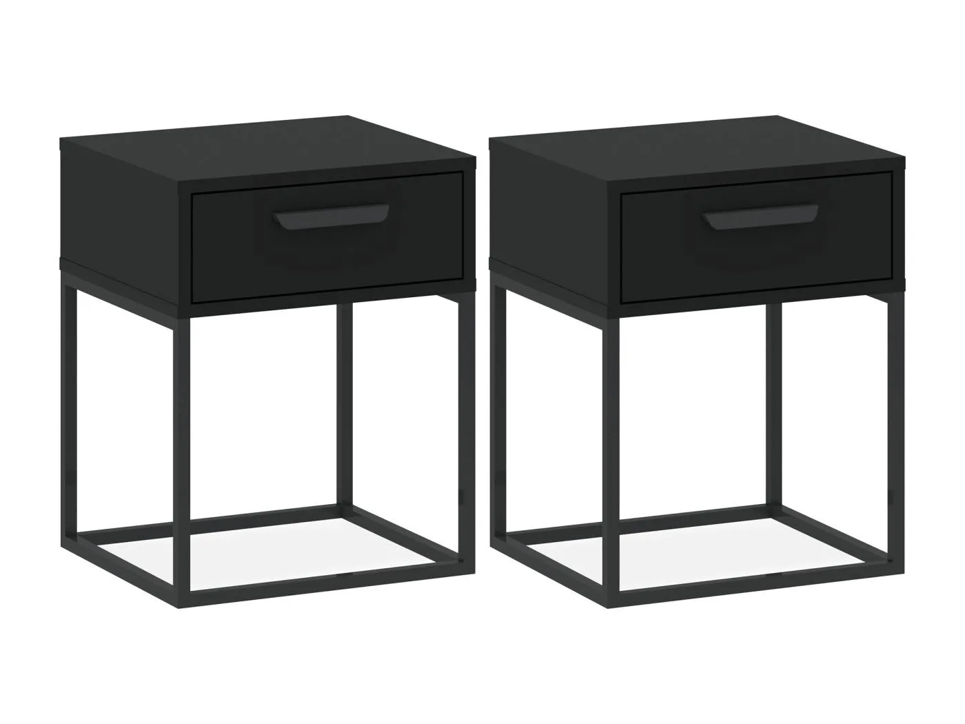 Nachttisch RECTUS 2er-Set schwarz, Maße 39x52x40 cm, zeitgemäßes Design