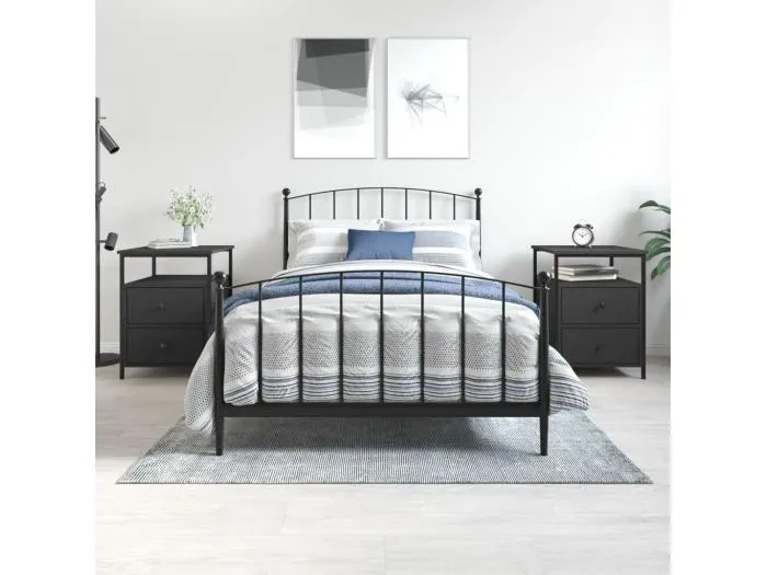 Nachttische 2 Stk. Schwarz 44x45x60 cm Holzwerkstoff