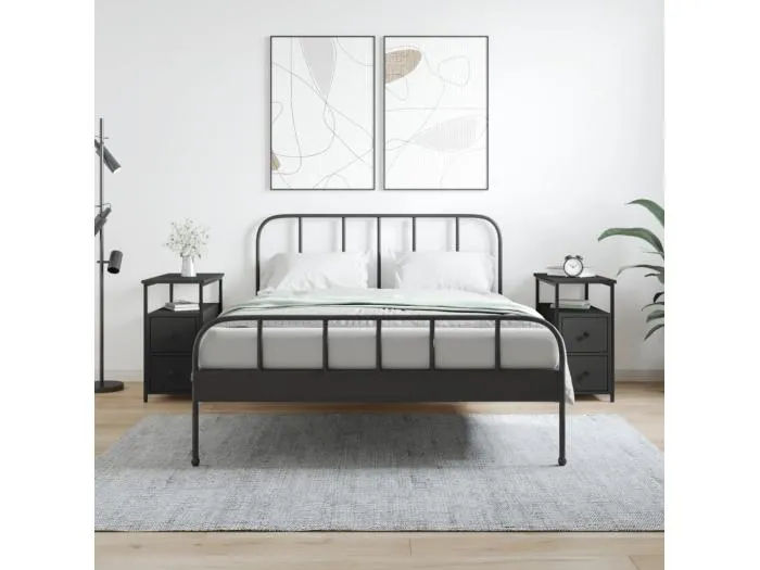 Nachttische 2 Stk. Schwarz 30x60x60 cm Holzwerkstoff