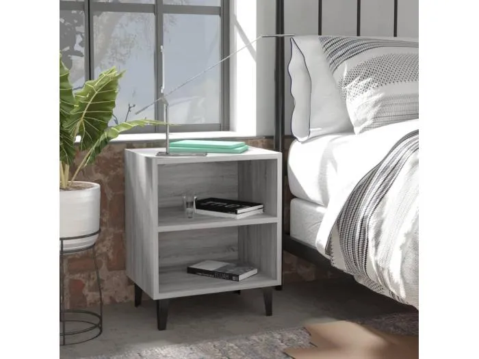 Nachttisch mit Metallbeinen Grau Sonoma 40x30x50 cm