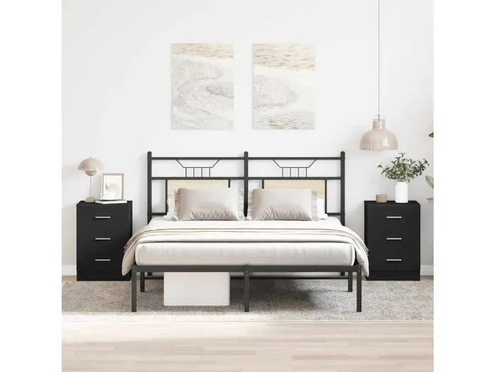 Nachttische 2 Stk. Schwarz 38x35x56 cm Holzwerkstoff