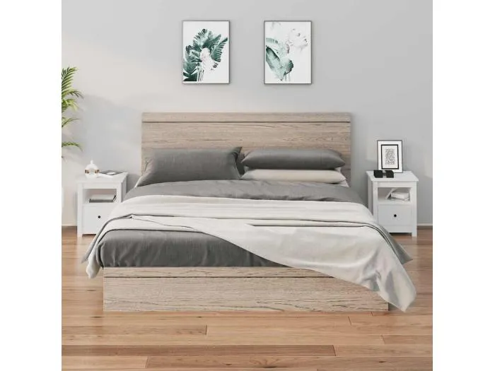 Nachttische 2 Stk. Weiß 40x35x49 cm Massivholz Kiefer