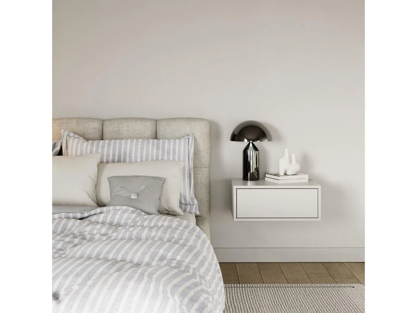 Nachttisch hängend – mit Schublade – Weiß – 50 cm – FRAMME