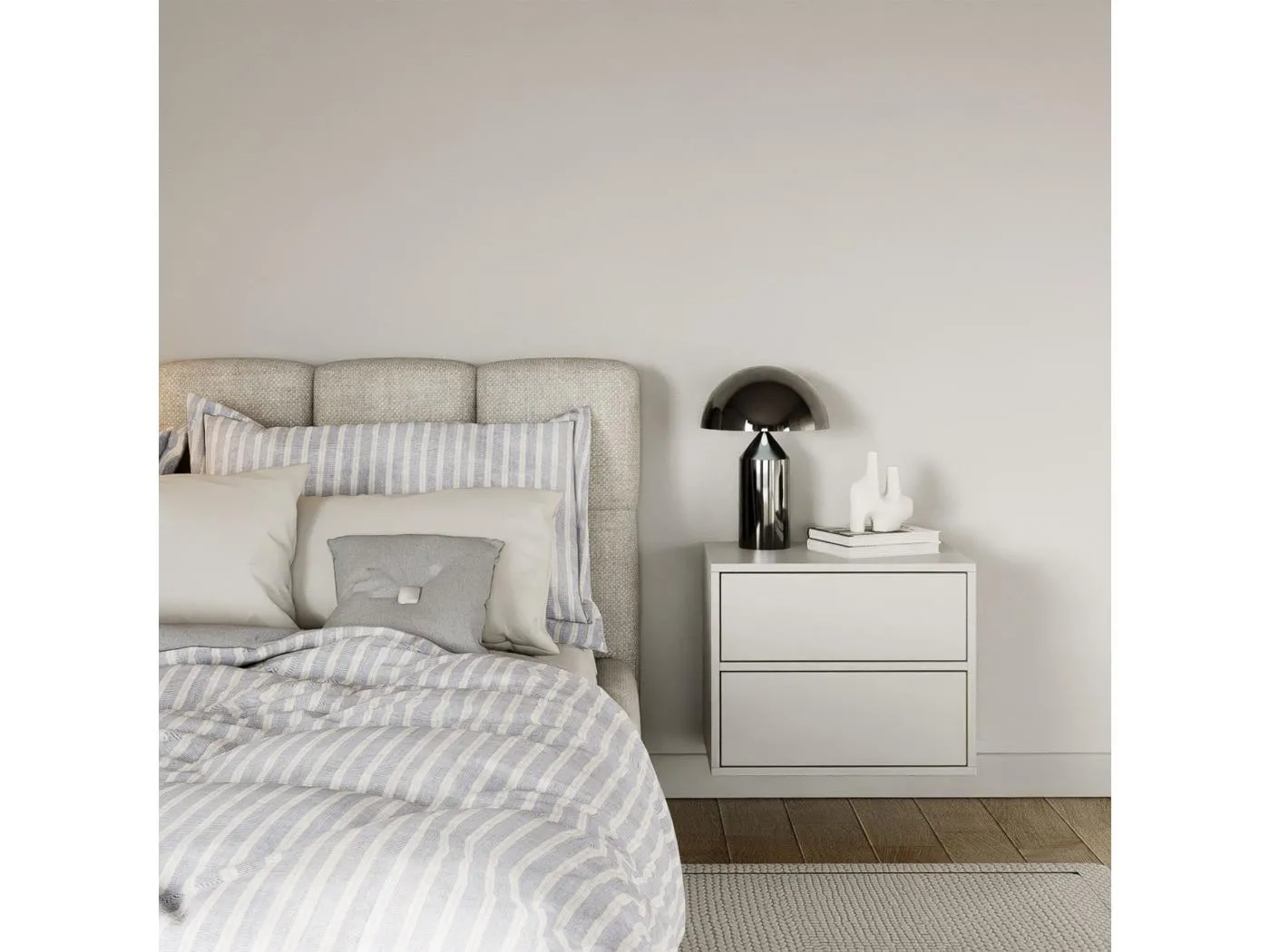 Nachttisch hängend – mit 2 Schubladen – Weiß – 50 cm – FRAMME