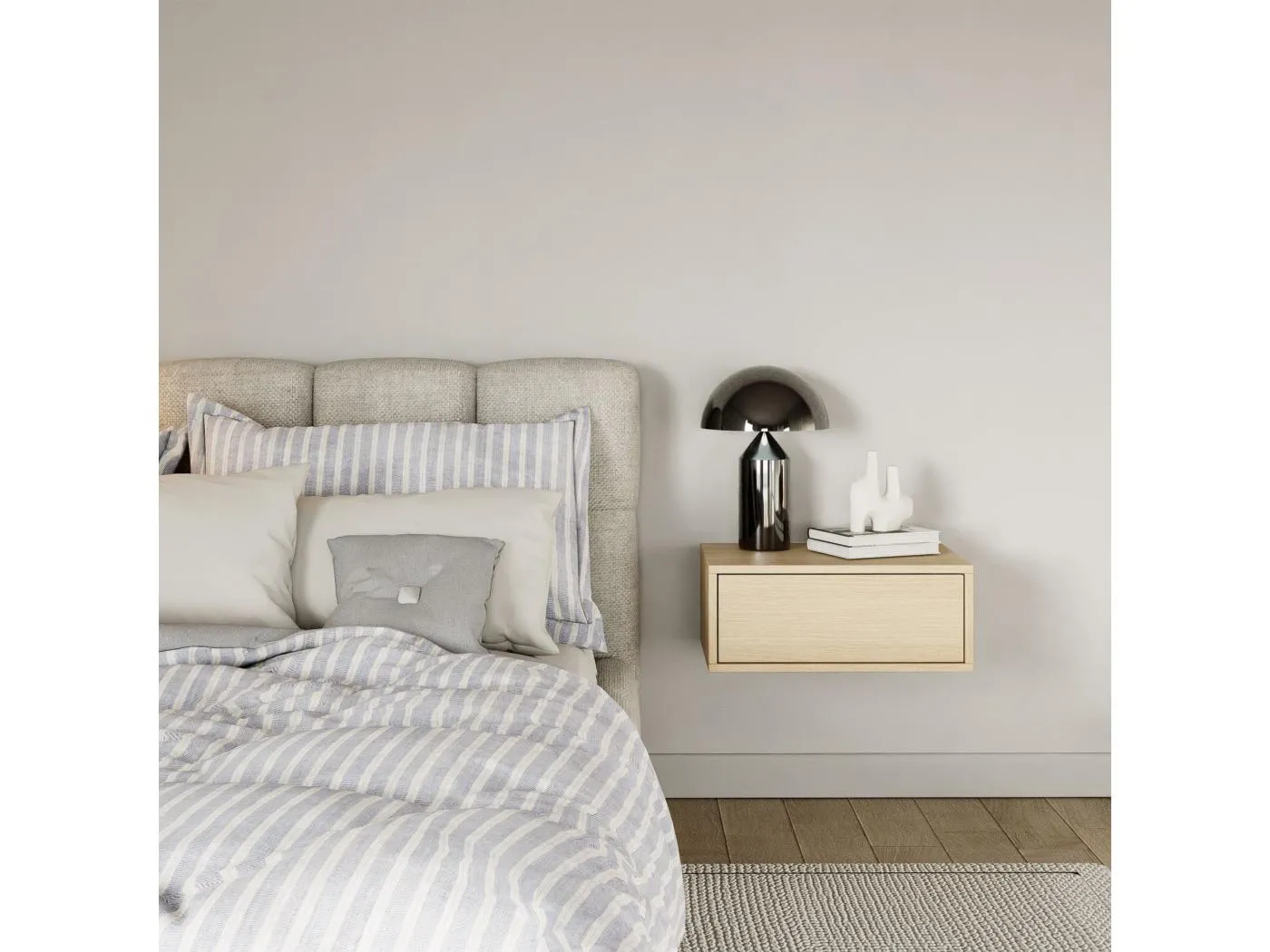 Nachttisch hängend – mit Schublade – Holzoptik Eiche – 50 cm – FRAMME