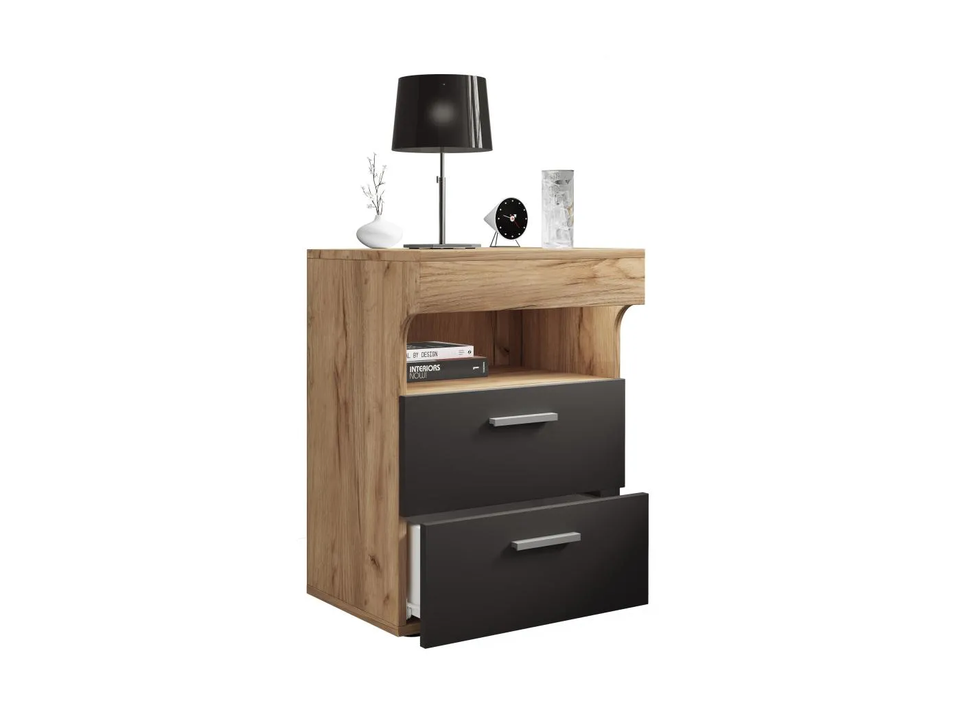 Holz Nachttisch Nachtschrank Schublade Slepal L