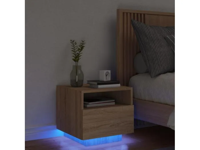 Nachttisch mit LED-Leuchten Sonoma Eiche 40x39x37 cm