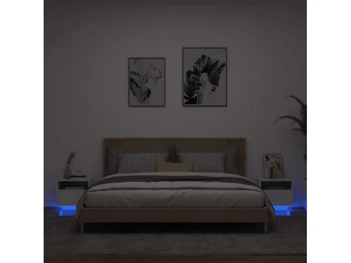Nachttische mit LED-Leuchten 2 Stk. Weiß 40x39x37 cm