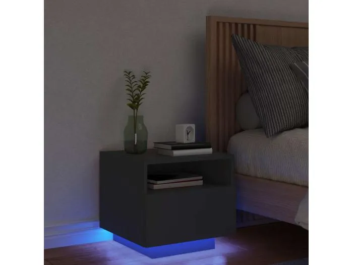 Nachttisch mit LED-Leuchten Schwarz 40x39x37 cm