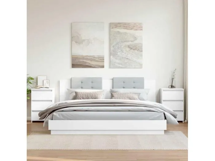 Nachttische 2 Stk. Weiß 40x35x62,5 cm Holzwerkstoff