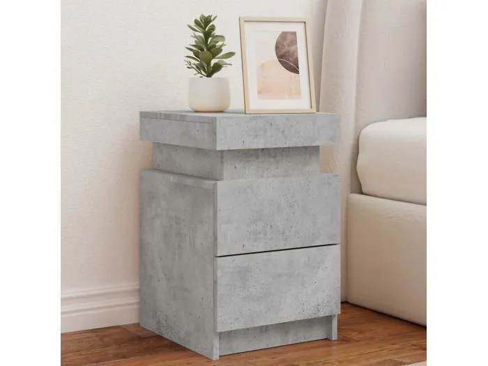 Nachttisch mit LED-Leuchten Betongrau 35x39x55 cm