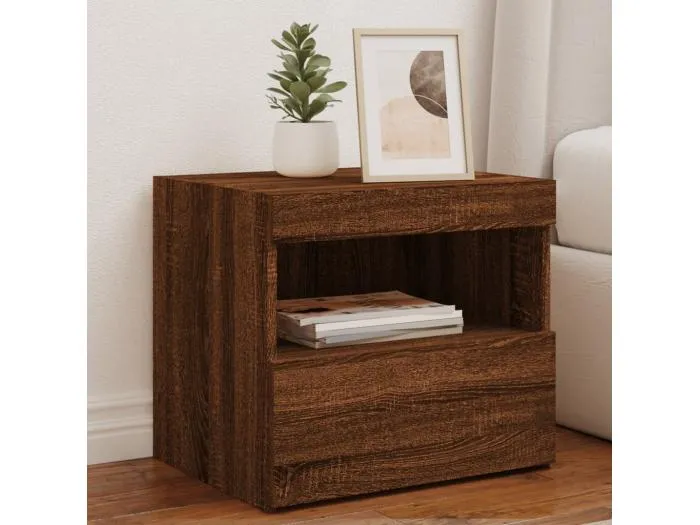 Nachttische mit LED-Leuchten 2 Stk. Braun Eiche 50x40x45 cm