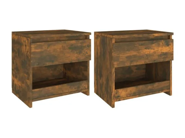 Nachttische 2 Stk. Räuchereiche 40x30x39 cm Holzwerkstoff