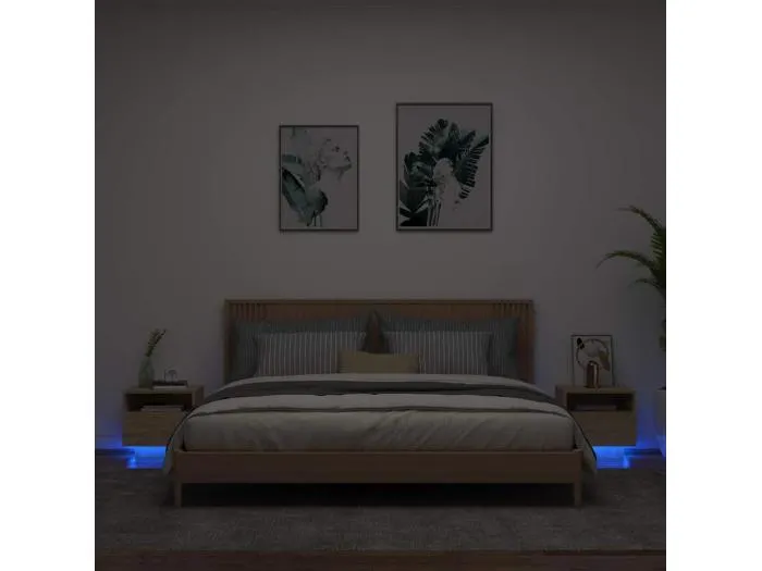 Nachttische mit LED-Leuchten 2 Stk. Sonoma Eiche 40x39x37 cm