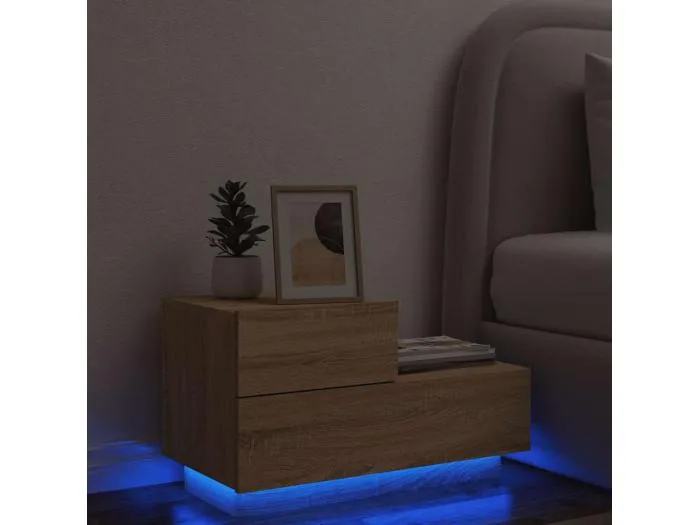 Nachttisch mit LED-Leuchten Sonoma-Eiche 70x36x40,5 cm