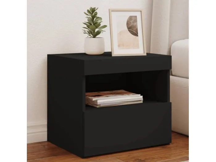 Nachttische mit LED-Leuchten 2 Stk. Schwarz 50x40x45 cm