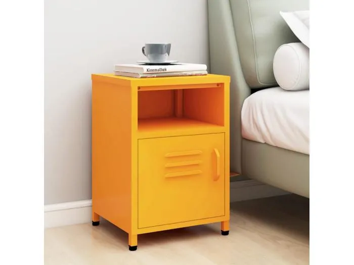 Nachttisch Senfgelb 35x35x51 cm Stahl