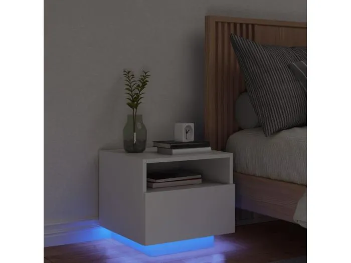 Nachttisch mit LED-Leuchten Weiß 40x39x37 cm