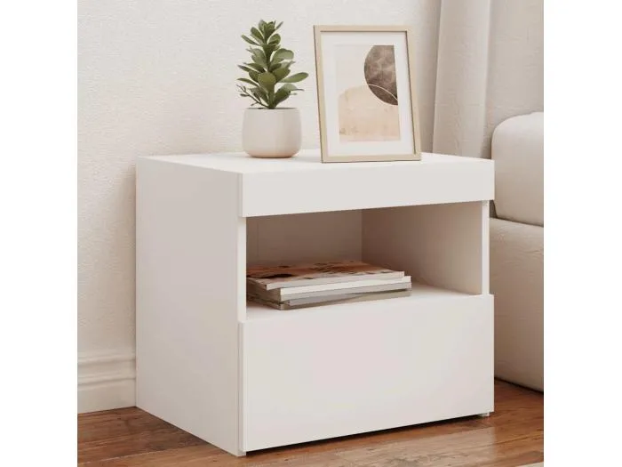 Nachttische mit LED-Leuchten 2 Stk. Weiß 50x40x45 cm