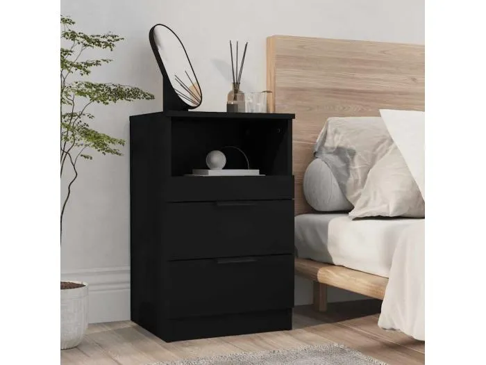 Nachttisch Schwarz Holzwerkstoff