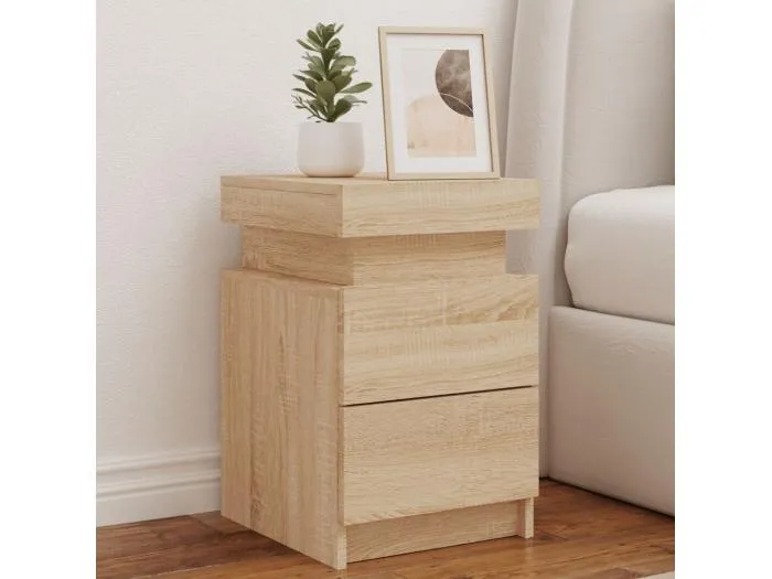 Nachttische mit LED-Leuchten 2 Stk. Sonoma Eiche 35x39x55 cm