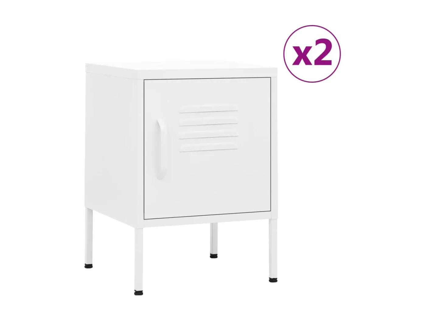 Nachttische 2 Stk. Weiß 35x35x51 cm Stahl