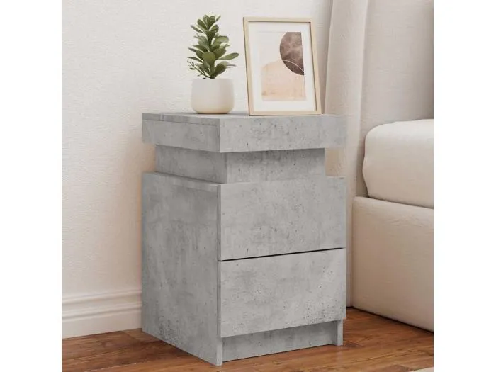 Nachttische mit LED-Leuchten 2 Stk. Betongrau 35x39x55 cm
