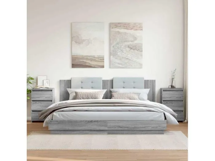 Nachttische 2 Stk. Grau Sonoma 40x35x62,5 cm Holzwerkstoff