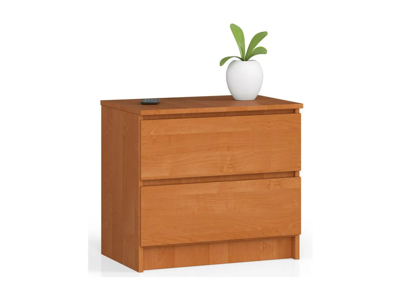 Nachttisch in minimalistischer Optik AKORD K60 in der Farbe Erle mit 2 Schubladen B60 x H55 x T40 cm