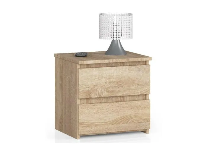 Nachttisch in minimalistischer Optik AKORD CL2 in der Farbe Sonoma-Eiche mit 2 Schubladen B40 x H40 x T35 cm