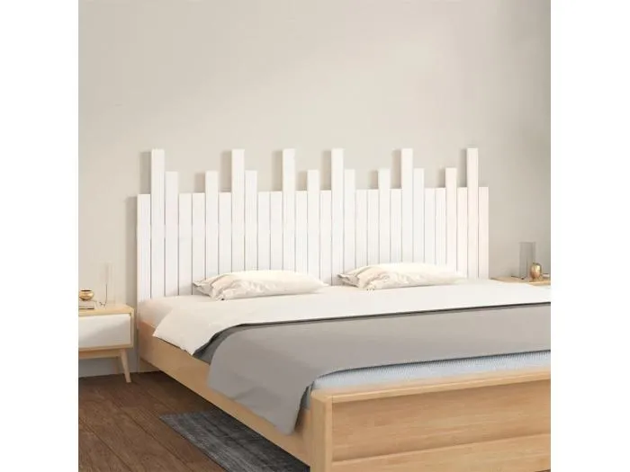 Wand-Kopfteil Weiß 185x3x80 cm Massivholz Kiefer