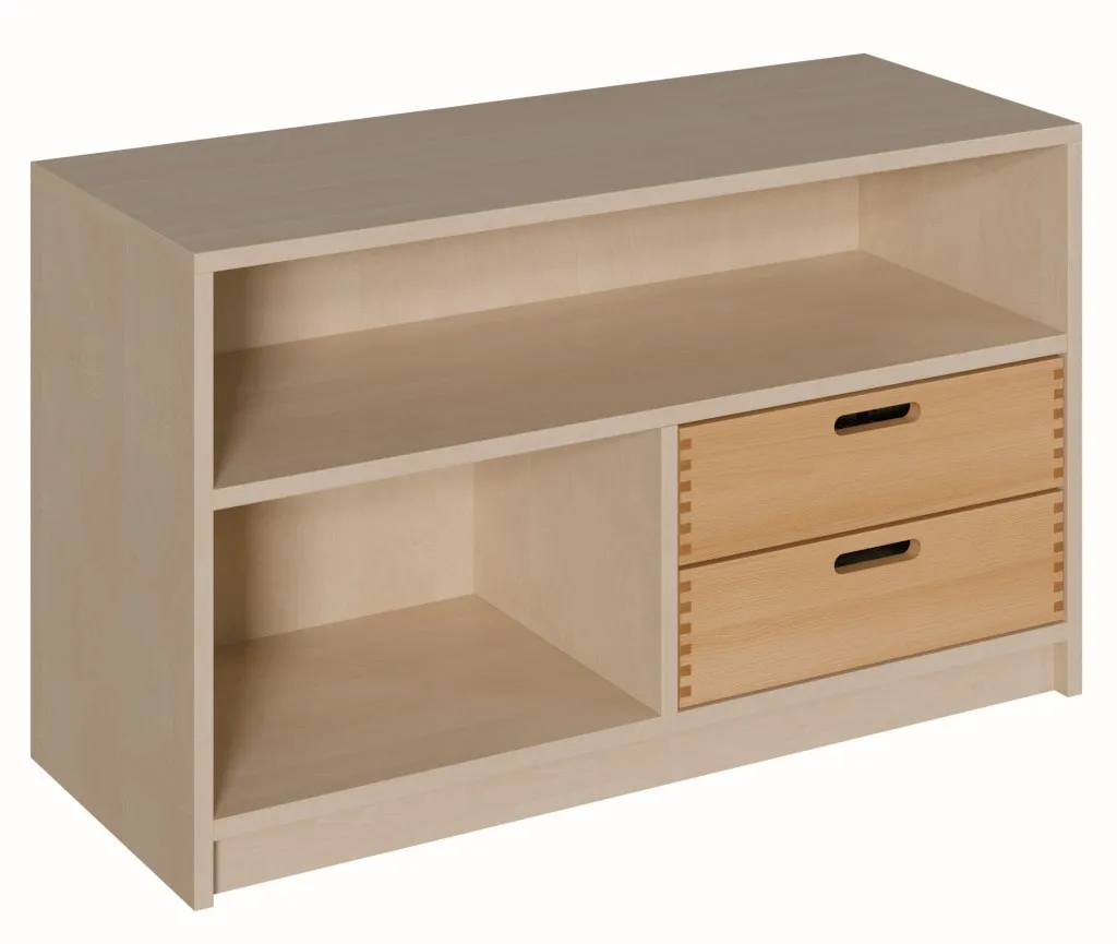 Schrank mit Regal und Massivholzschüben, Breite 102 cm, doppelreihig
