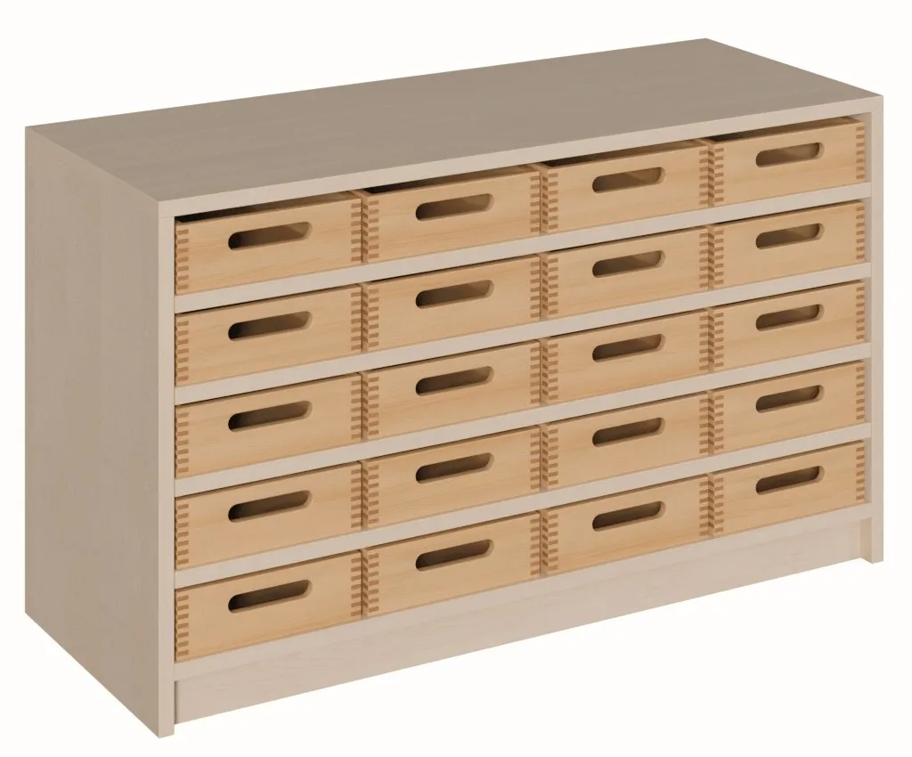 Schrank mit 20 oder 28 Massivholzschüben, Breite 102 cm