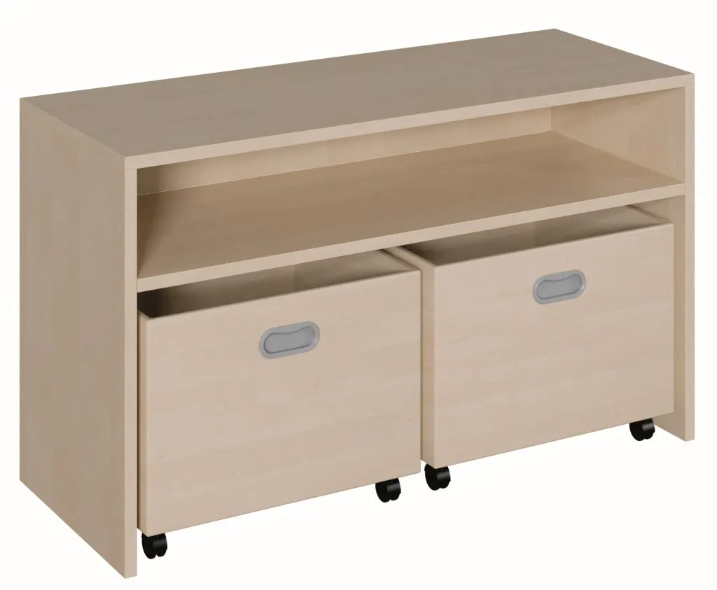 Schrank mit hoher Sockelnische inkl. Rollkästen, Breite 102 cm