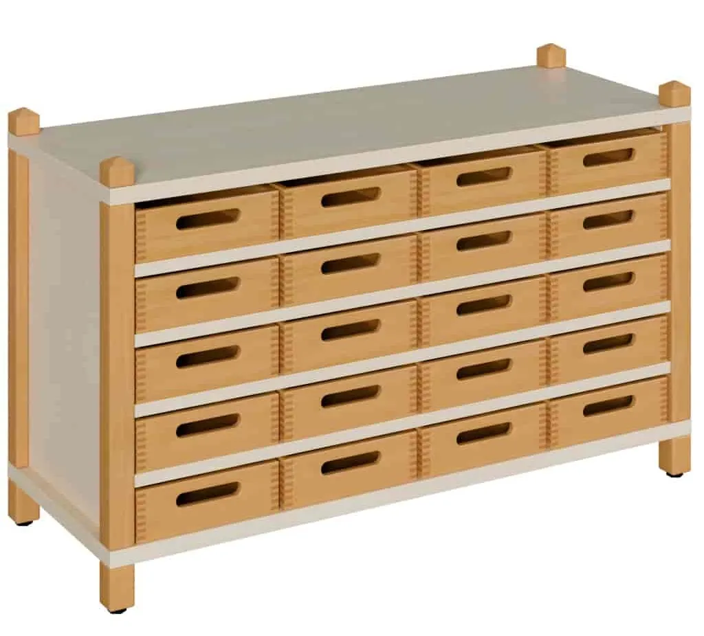 Stollenschrank mit 20 oder 28 Massivholzschüben, Breite 106 cm