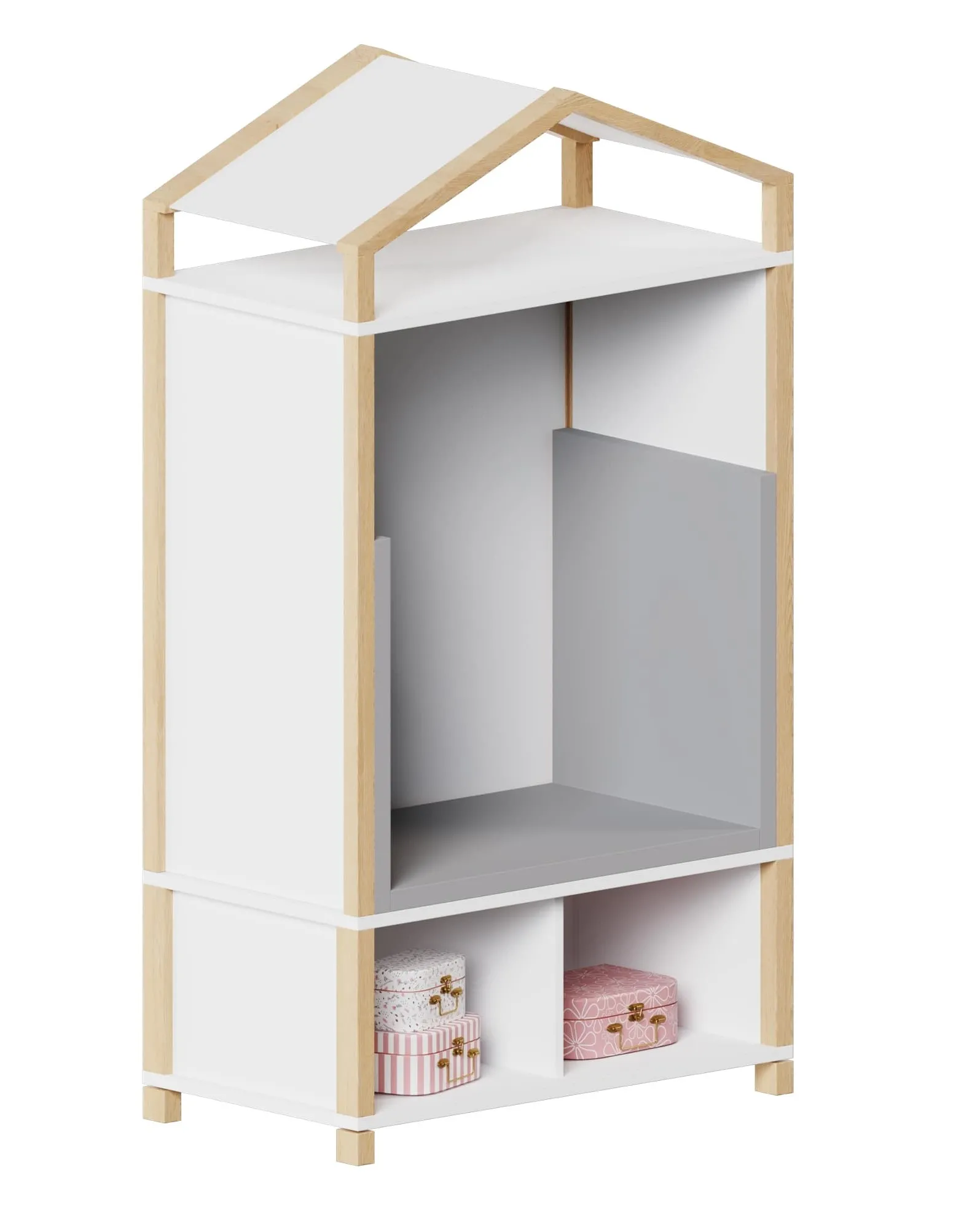 Stollenregal mit Kuschelecke und zwei Fächern