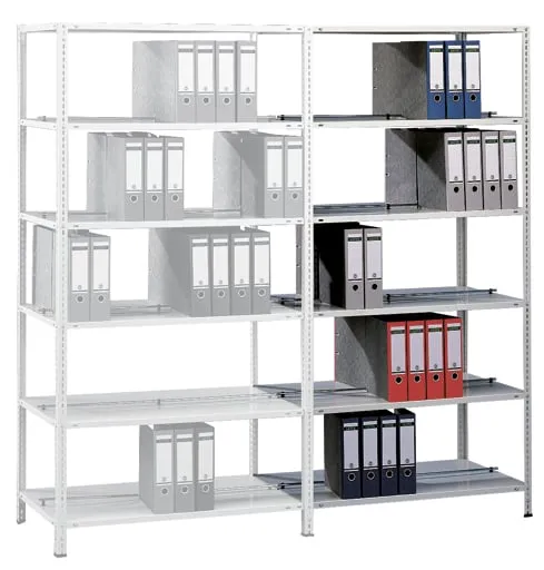 Schulte Büro-Fachbodenregal MULTIplus85 Schraubsystem ohne Anschlagleiste | Anbauregal | Fachlast 85kg | HxBxT 200x75x30cm | 6 Ebenen | Einseitig nutzbar | Verzinkt