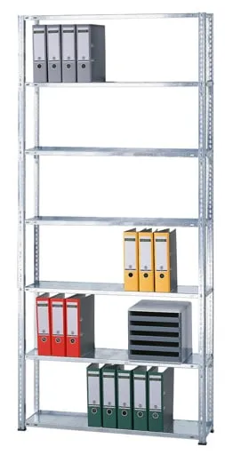 Schulte Büro-Fachbodenregal MULTIplus85 Schraubsystem ohne Anschlagleiste | Grundregal | Fachlast 85kg | HxBxT 230x130x30cm | 6 Ebenen | Einseitig nutzbar | Verzinkt