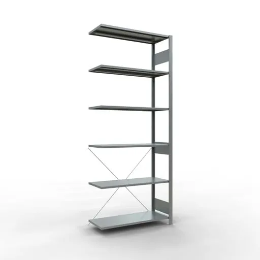 Schulte Eckregal | Anbauregal (Feld C) | HxBxT 250x100x40cm | 6 Ebenen | Kreuzstrebe | Verzinkt