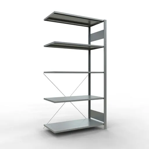 Schulte Eckregal | Anbauregal (Feld C) | HxBxT 200x100x50cm | 5 Ebenen | Kreuzstrebe | Verzinkt