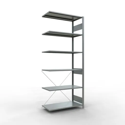 Schulte Eckregal | Anbauregal (Feld C) | HxBxT 250x100x50cm | 6 Ebenen | Kreuzstrebe | Verzinkt