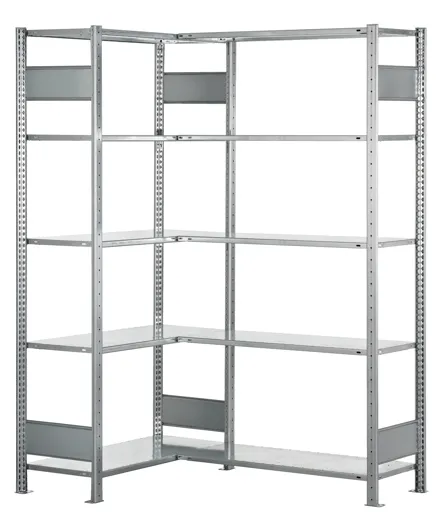 Schulte Eckregal | Grundregal (Felder A+B) | HxBxT 200x100x30cm | 2x5 Ebenen | Längenriegel | Verzinkt